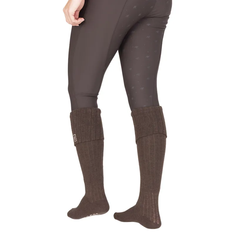 Aubrion Equestrian Women's Knitted Riding Boot Socks - Espresso-3