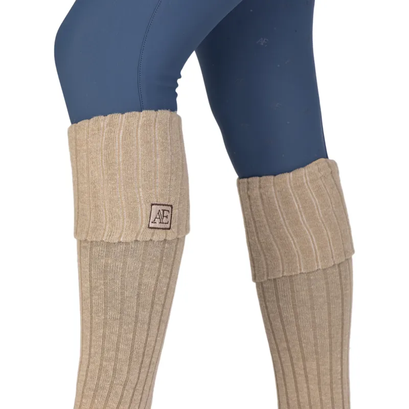 Aubrion Equestrian Women's Knitted Riding Boot Socks - Oat-2
