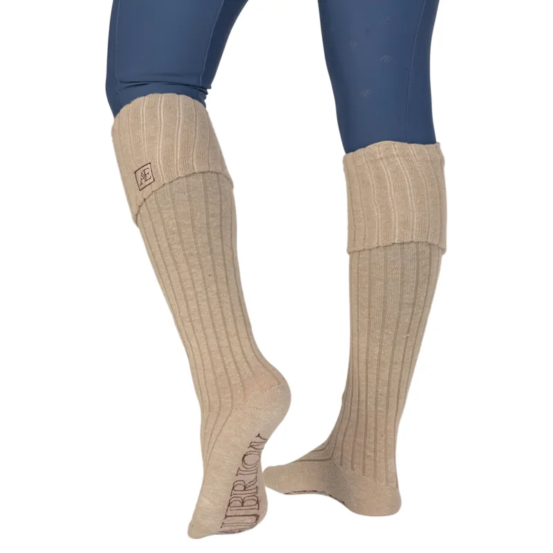 Aubrion Equestrian Women's Knitted Riding Boot Socks - Oat-3