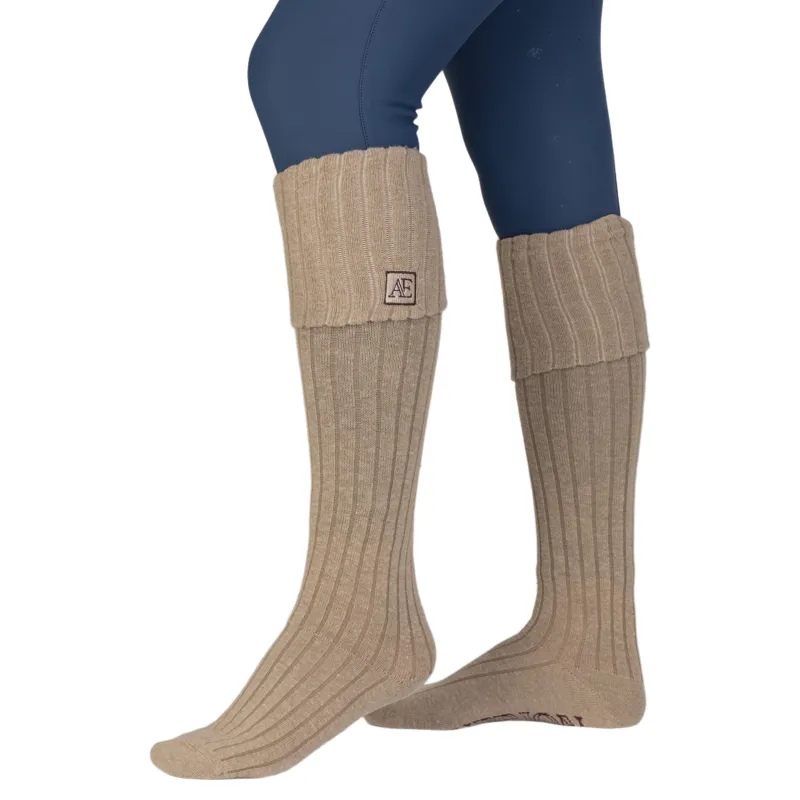 Aubrion Equestrian Women's Knitted Riding Boot Socks - Oat-1