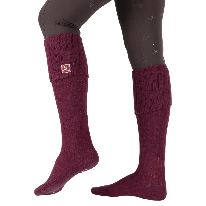 Aubrion Equestrian Womens Knitted Riding Boot Socks - Port-1