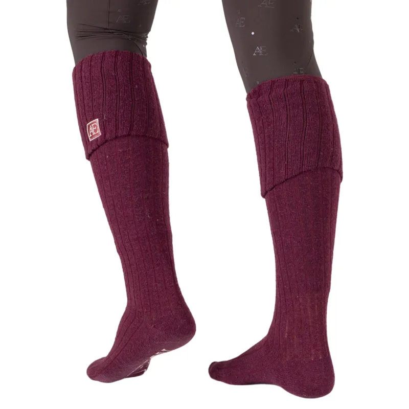 Aubrion Equestrian Womens Knitted Riding Boot Socks - Port-2