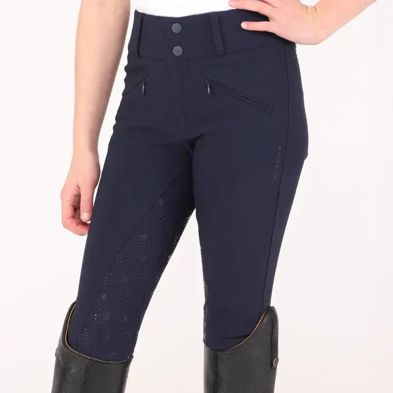 Aubrion Optima GX Young Rider Full Grip Breeches - Navy-5
