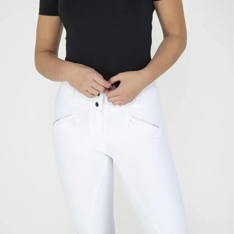 Aubrion Optima LX Full Grip Women's Competition Breeches - White-4