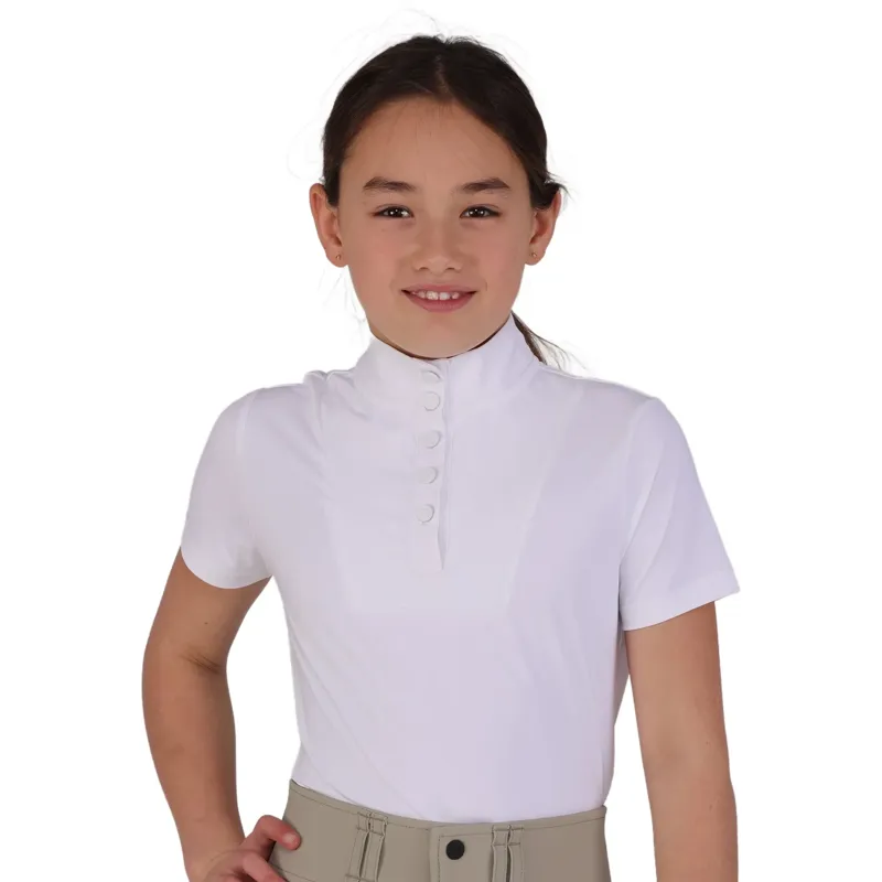 Aubrion Optima MX Young Rider Short Sleeve Show Shirt - White-1