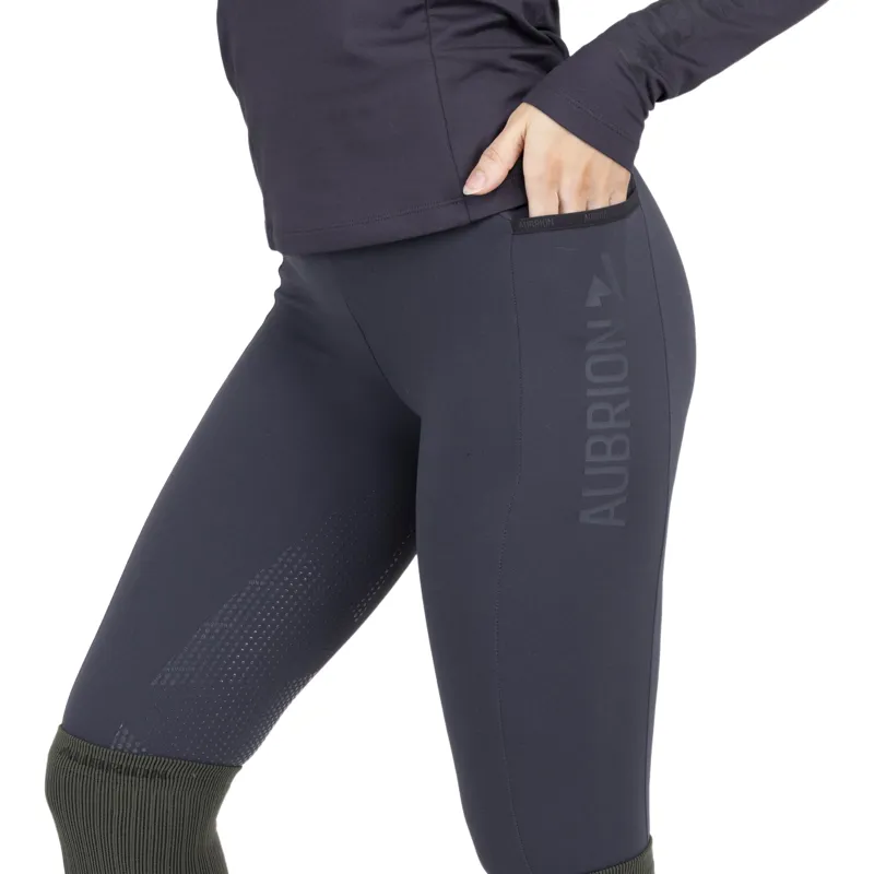 Aubrion React Winter Knee Grip Women's Riding Tights - Charcoal-1