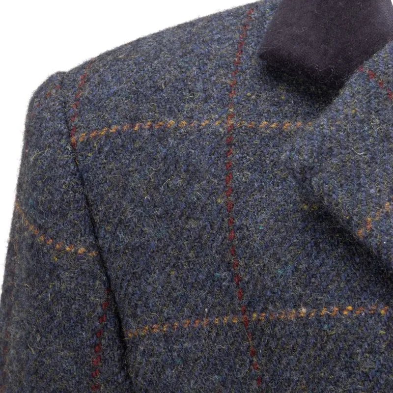 Aubrion Saratoga Youth Tweed Show Jacket - Juniper/Navy Check-11