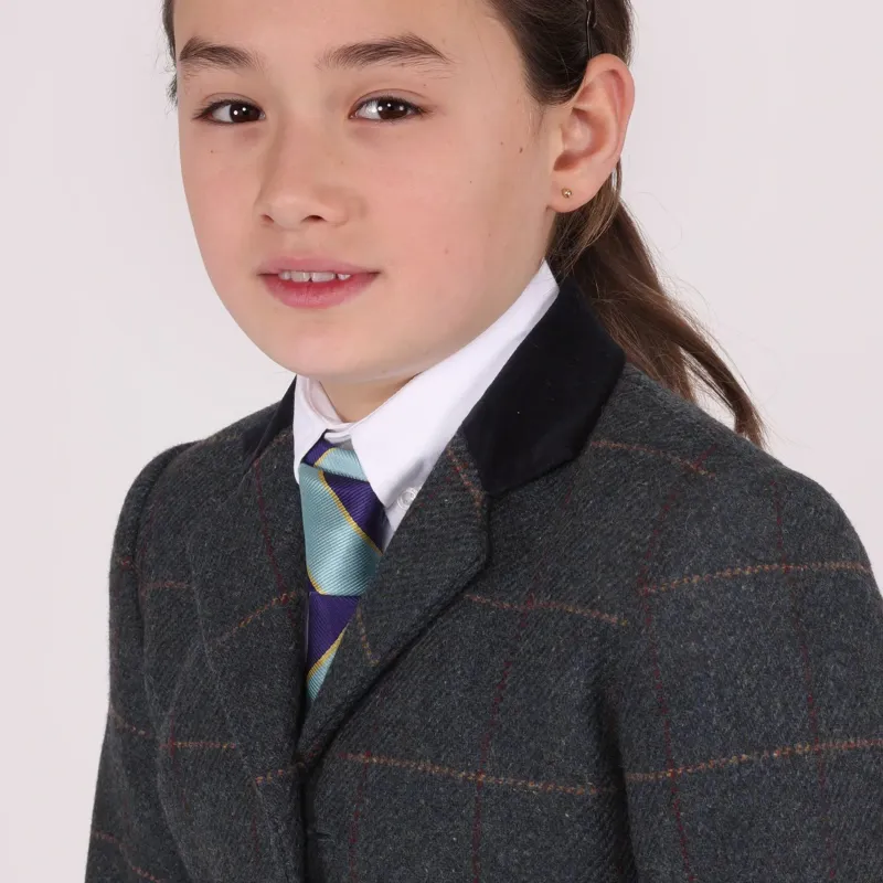 Aubrion Saratoga Youth Tweed Show Jacket - Juniper/Navy Check-7
