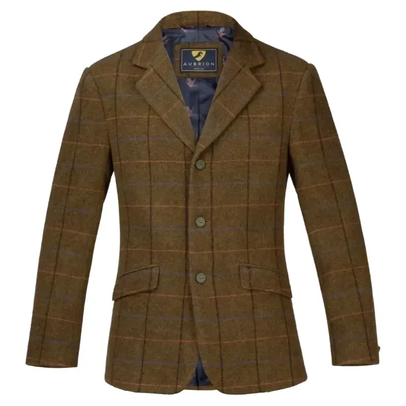 Aubrion Saratoga Men's Tweed Show Coat - Oak Brown Check