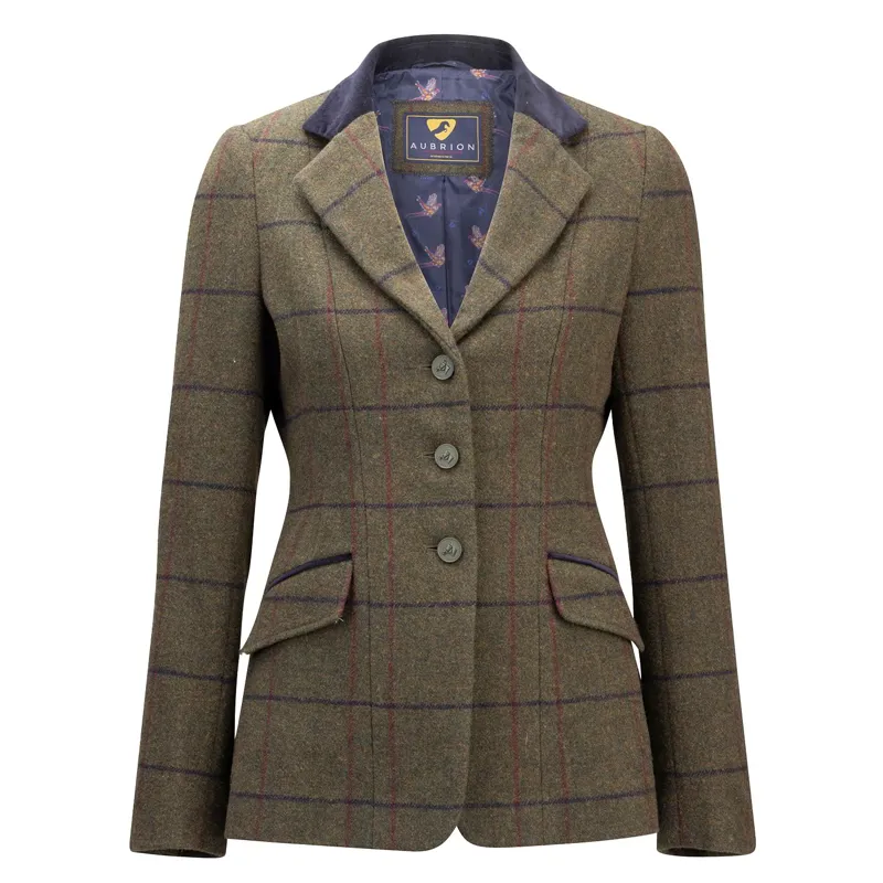 Aubrion Saratoga Women's Tweed Show Coat - Spruce Green