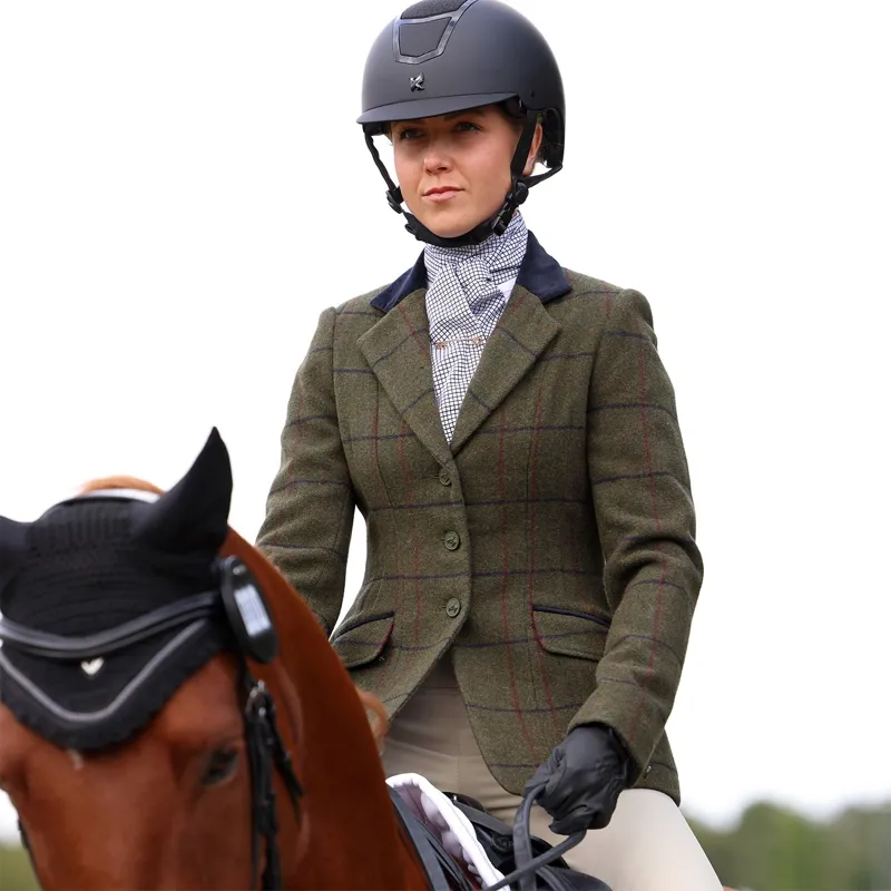 Aubrion Saratoga Women's Tweed Show Coat - Spruce Green-1