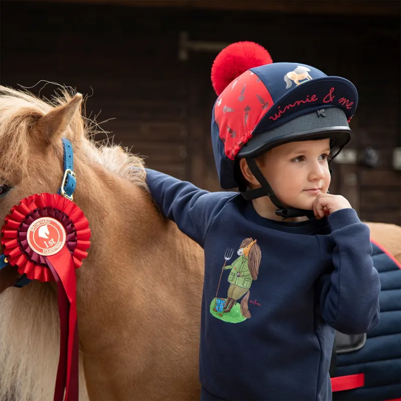 Winnie and Me Helmet Cover - Navy/Red-6