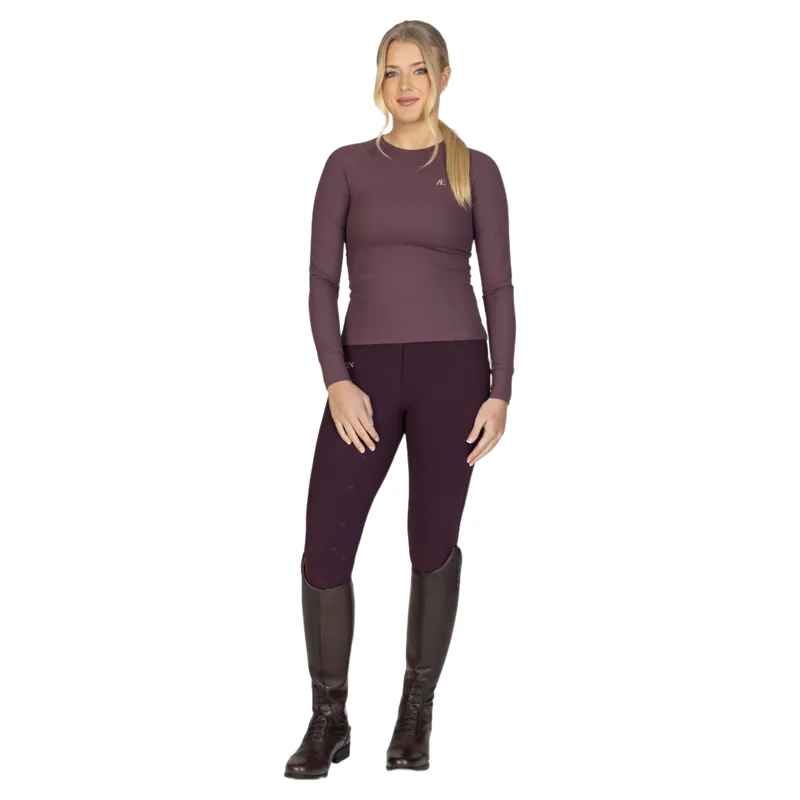 Aubrion Equestrian Ribbed Women's Long Sleeve Base Layer - Thistle-9