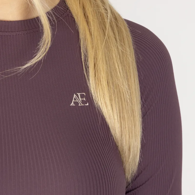 Aubrion Equestrian Ribbed Women's Long Sleeve Base Layer - Thistle-8
