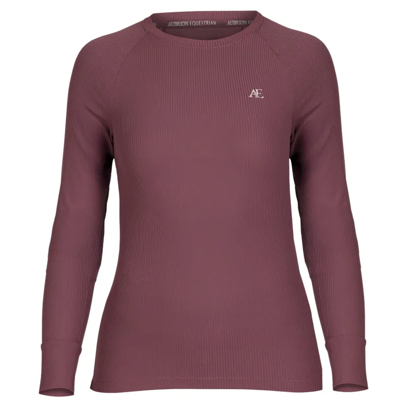 Aubrion Equestrian Ribbed Women's Long Sleeve Base Layer - Thistle-4