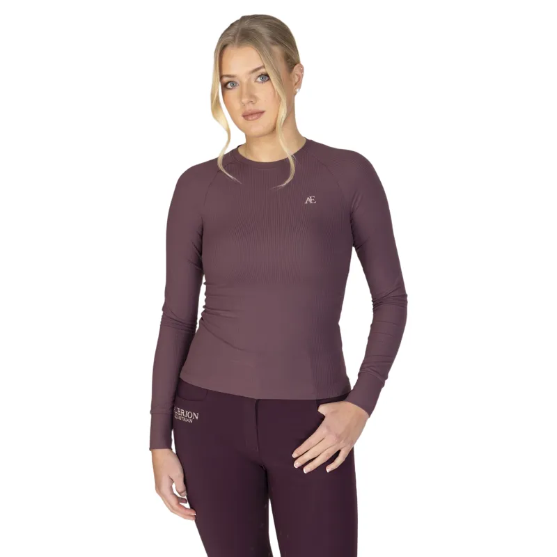 Aubrion Equestrian Ribbed Women's Long Sleeve Base Layer - Thistle