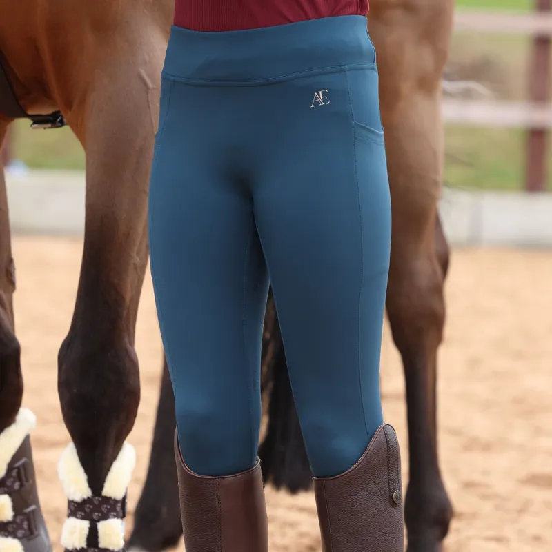 Aubrion Equestrian Winter Full Grip Junior Riding Tights - Estate Blue-3