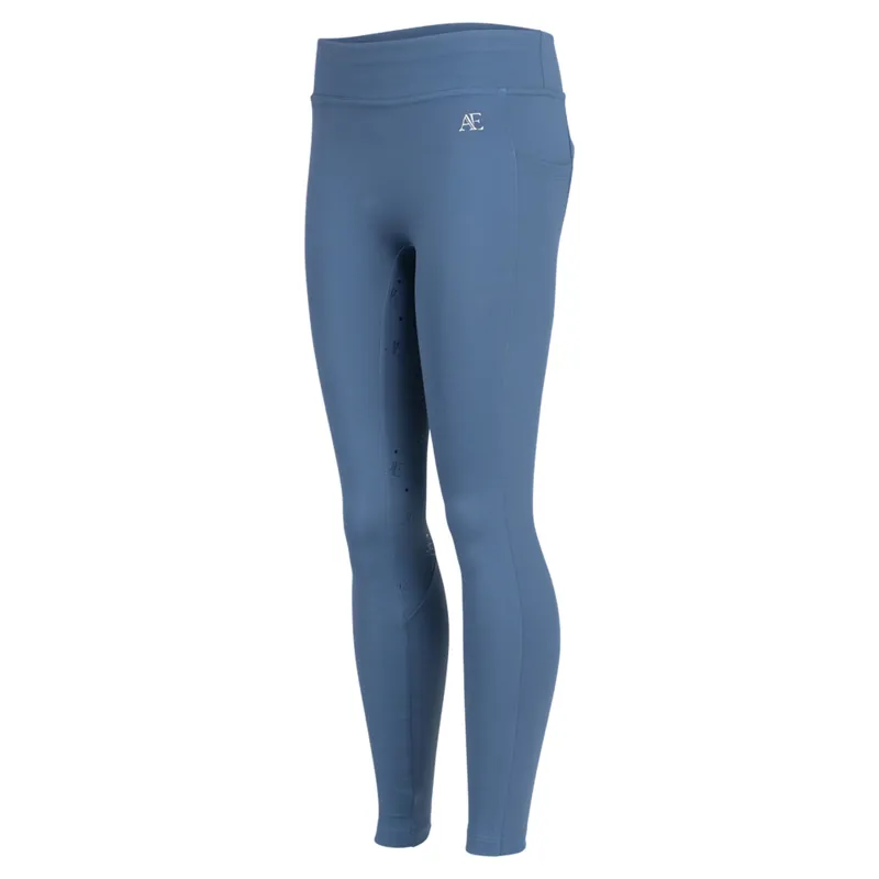 Aubrion Equestrian Winter Full Grip Junior Riding Tights - Estate Blue