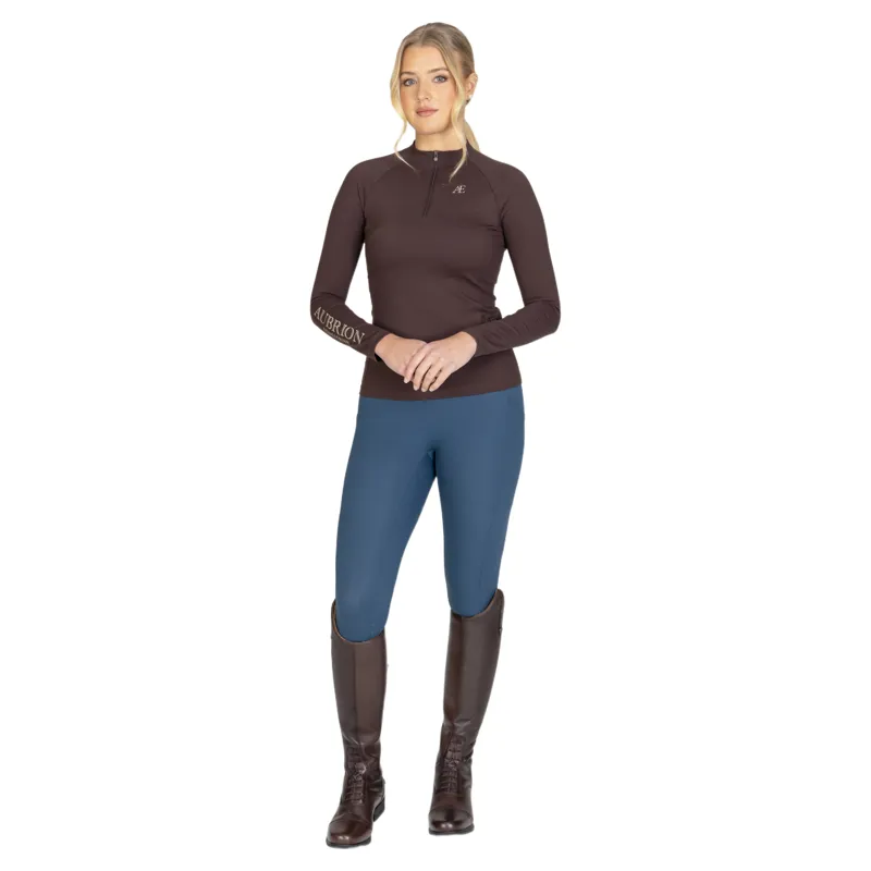 Aubrion Equestrian Winter Full Grip Women's Riding Tights - Estate Blue-10
