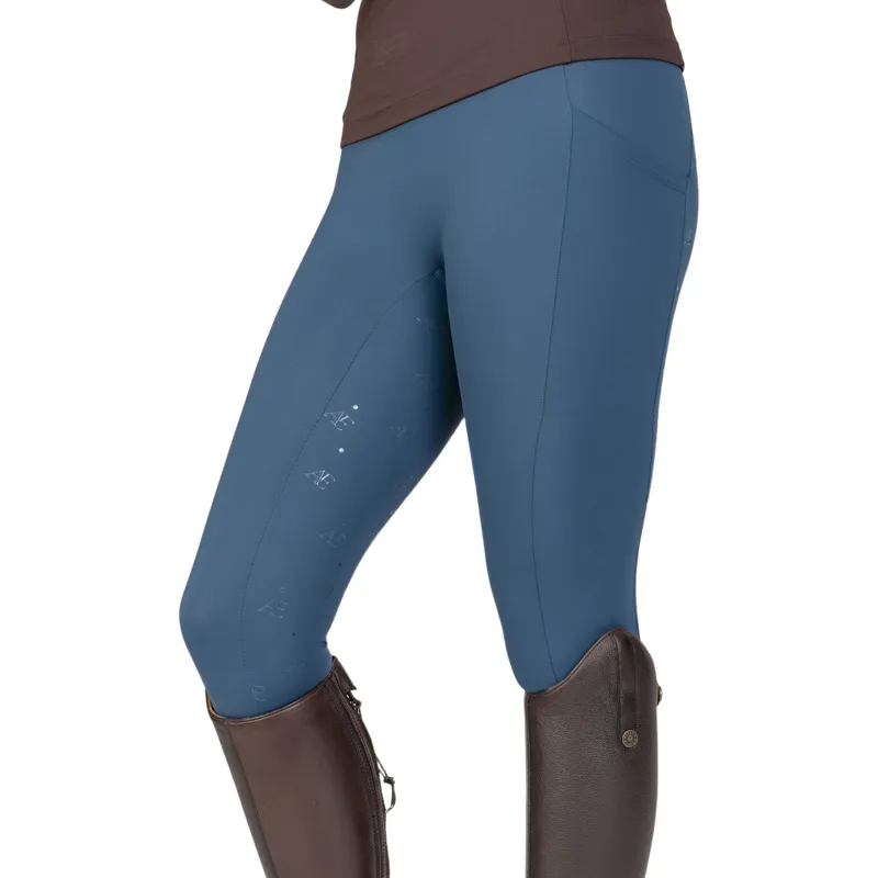 Aubrion Equestrian Winter Full Grip Women's Riding Tights - Estate Blue-2