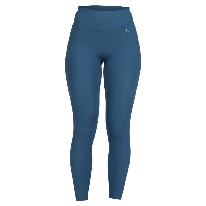 Aubrion Equestrian Winter Full Grip Women's Riding Tights - Estate Blue-7