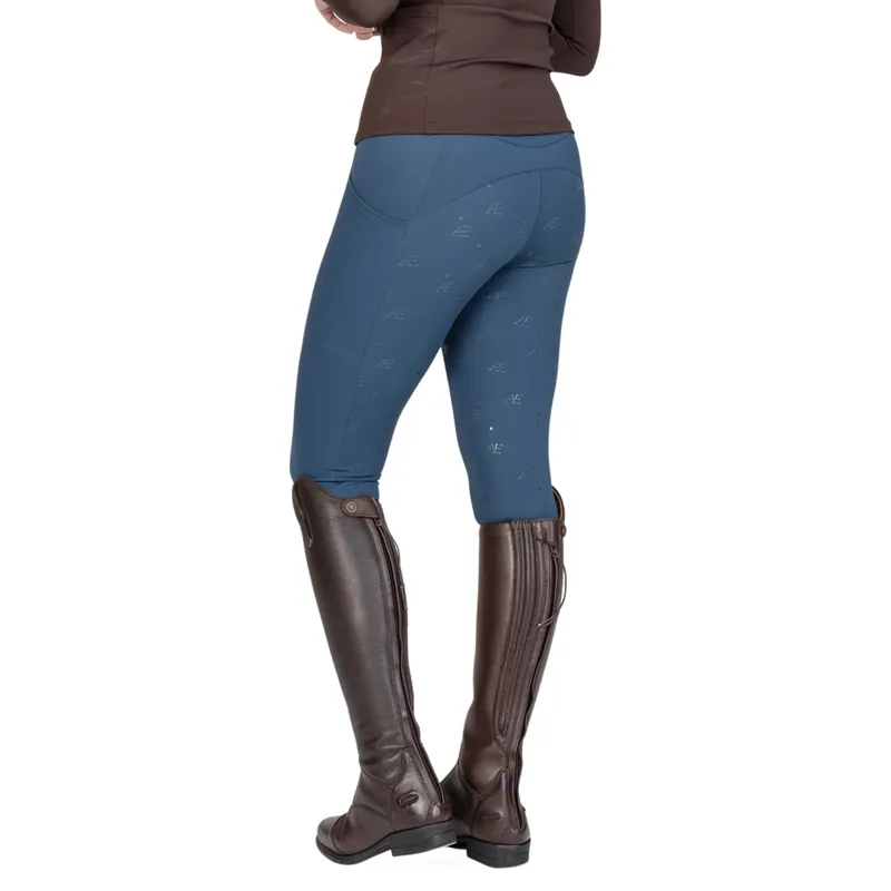 Aubrion Equestrian Winter Full Grip Women's Riding Tights - Estate Blue-3