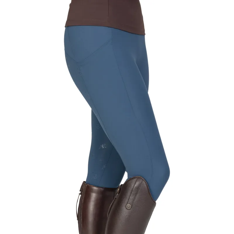 Aubrion Equestrian Winter Full Grip Women's Riding Tights - Estate Blue-8
