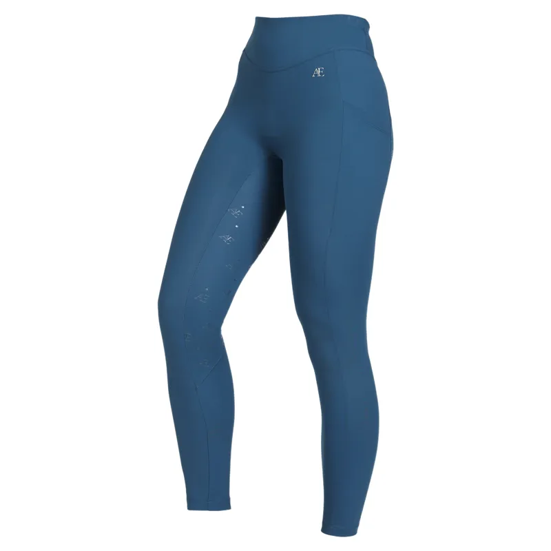 Aubrion Equestrian Winter Full Grip Women's Riding Tights - Estate Blue
