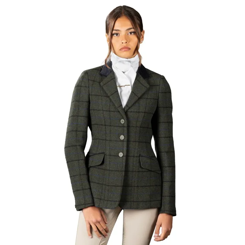 Aubrion Saratoga Ladies Tweed Show Coat - Dark Green Check-2