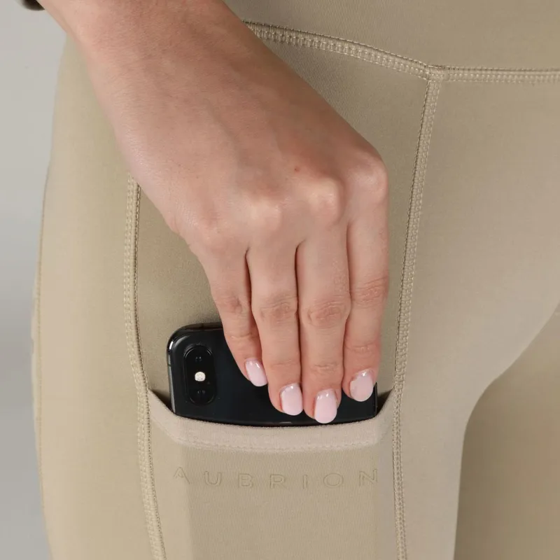 Aubrion Hudson Full Grip Women's Competition Riding Tights - Beige-2