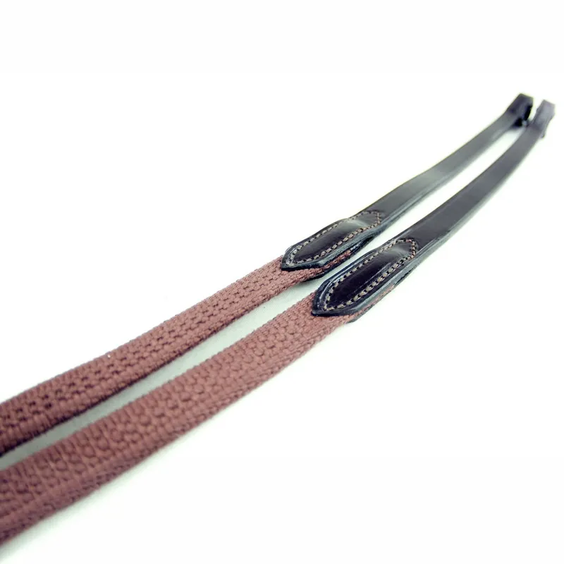 Dever Ascot Web Continental Reins - Brown-2