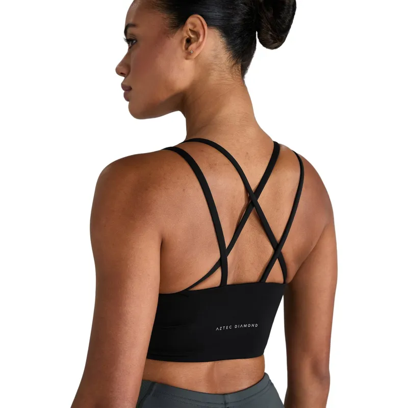 Aztec Diamond Bonded Women's Sports Bra - Black-1