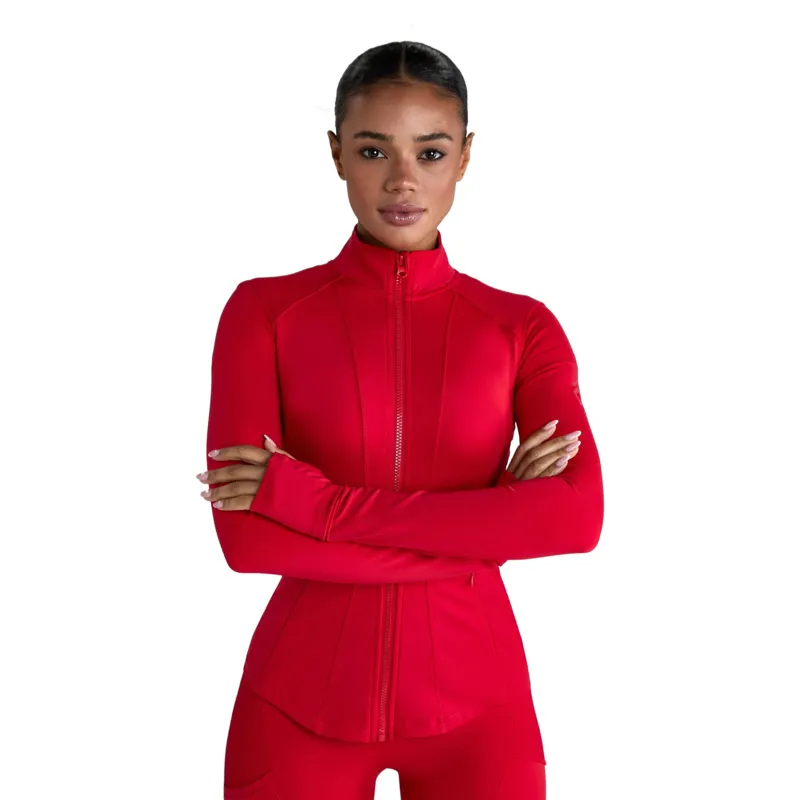 Aztec Diamond Fitted Women's Jacket - Crimson