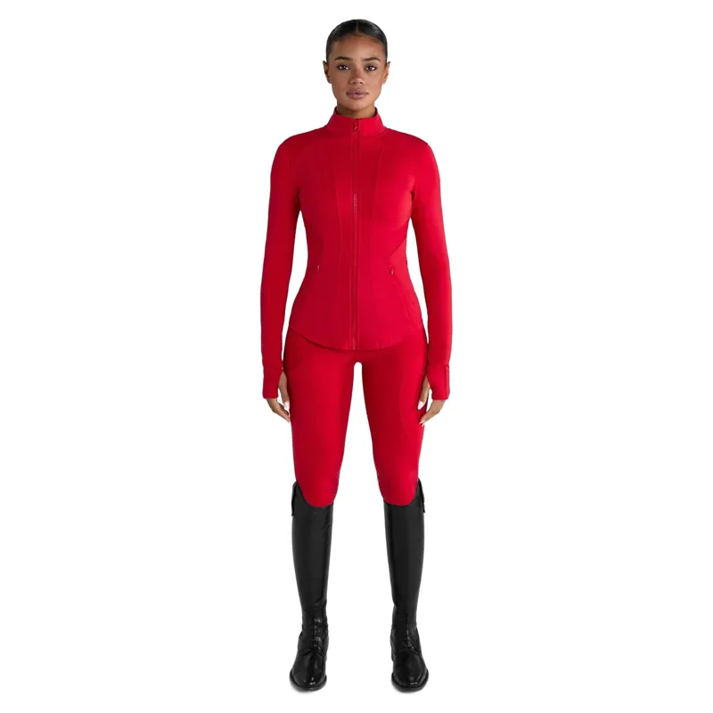 Aztec Diamond Fitted Women's Jacket - Crimson-2