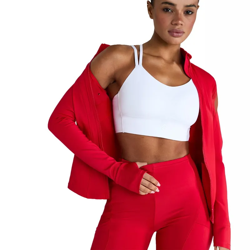 Aztec Diamond Fitted Women's Jacket - Crimson-5