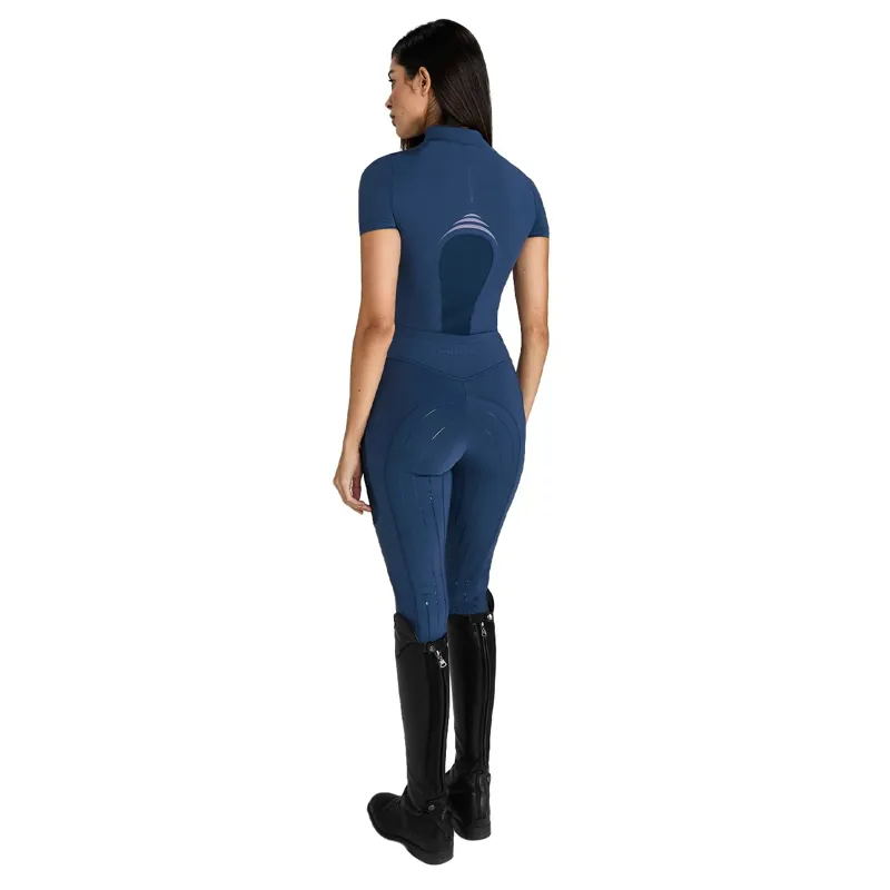Aztec Diamond Define Full Grip Ladies Riding Leggings - Azul-4