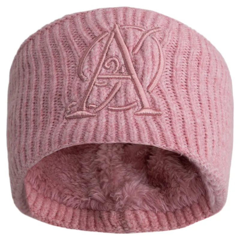 Aztec Diamond Embroidered Fleece Headband - Pink