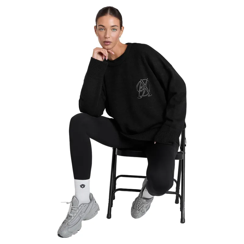 Aztec Diamond Women's Knit Crew Neck Sweater - Black Pre-Order-5