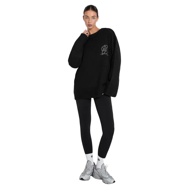 Aztec Diamond Women's Knit Crew Neck Sweater - Black Pre-Order-2
