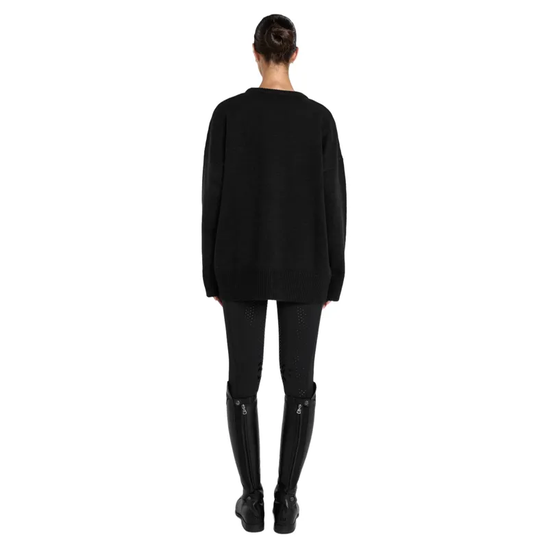 Aztec Diamond Women's Knit Crew Neck Sweater - Black Pre-Order-10