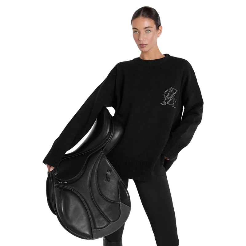 Aztec Diamond Women's Knit Crew Neck Sweater - Black Pre-Order-7