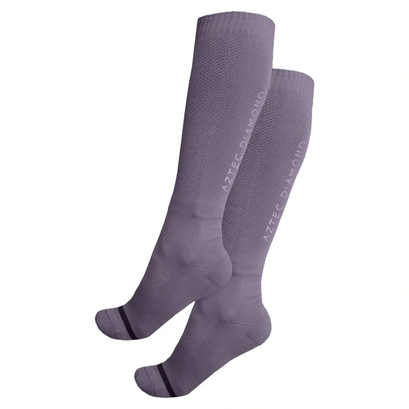 Aztec Diamond Young Rider Technical Riding Socks Twin Pack - Amethyst