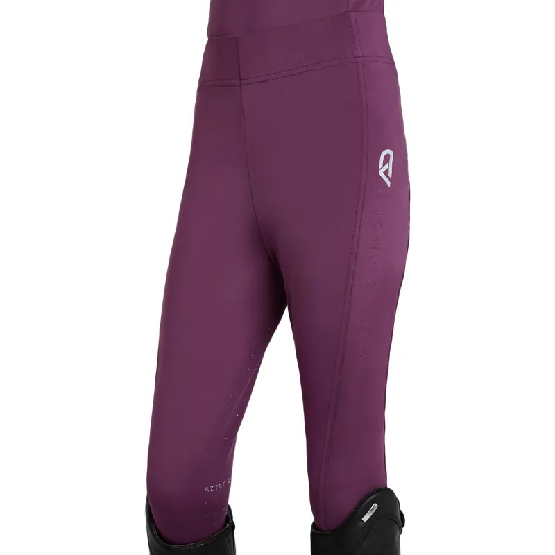 Aztec Diamond Young Rider Full Grip Riding Leggings - Plum Pre-Order