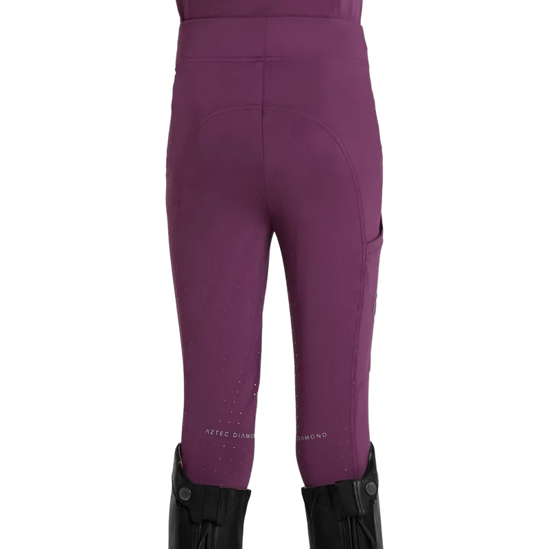 Aztec Diamond Young Rider Full Grip Riding Leggings - Plum Pre-Order-5