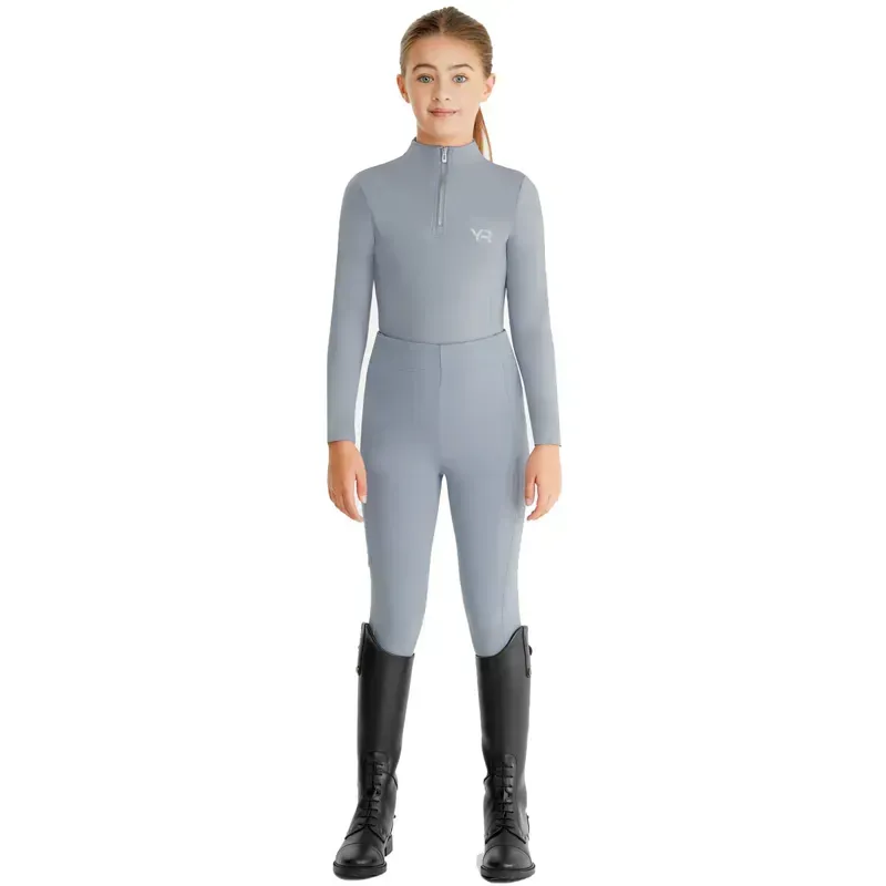 Aztec Diamond Young Rider Long Sleeve Junior Base Layer - Ash Blue-6