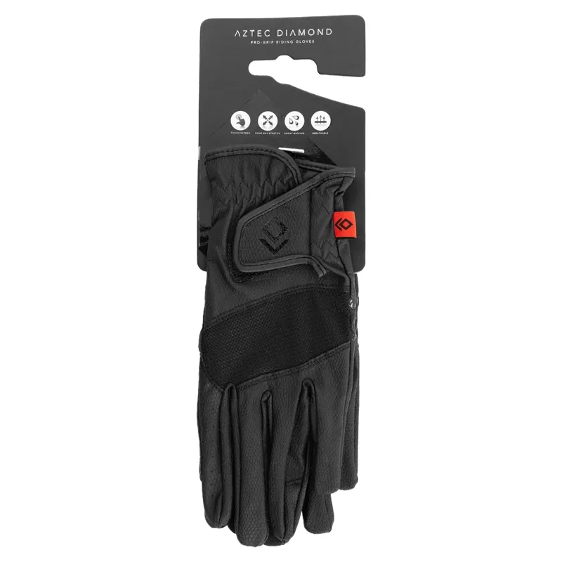 Aztec Diamond Young Rider Pro Grip Riding Gloves - Black-1