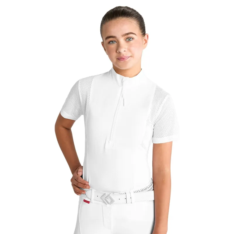 Aztec Diamond Young Rider Insert Mesh Show Shirt - White