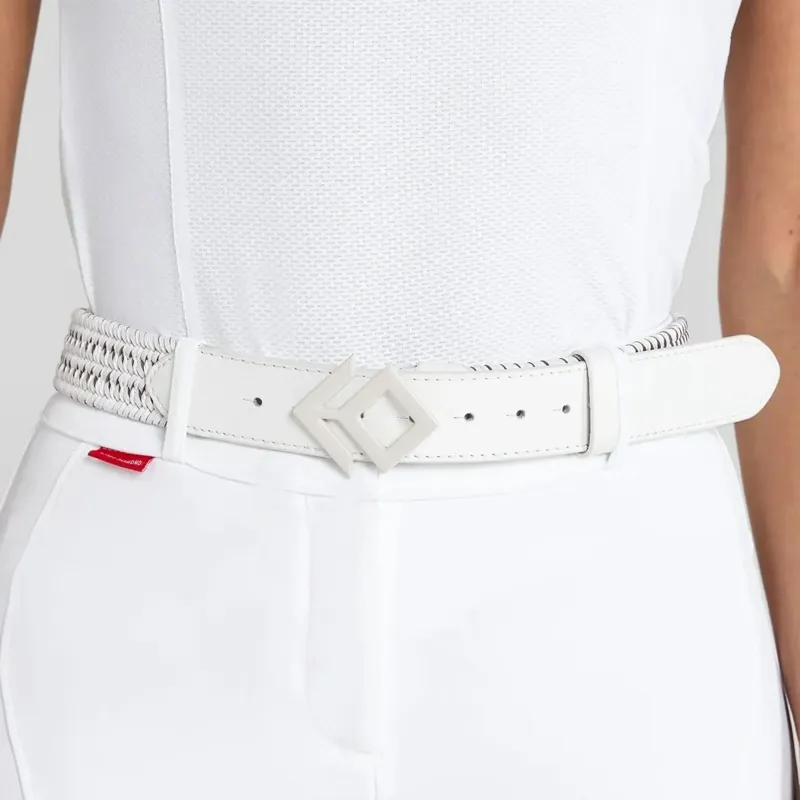 Aztec Diamond Young Rider Woven Belt - White