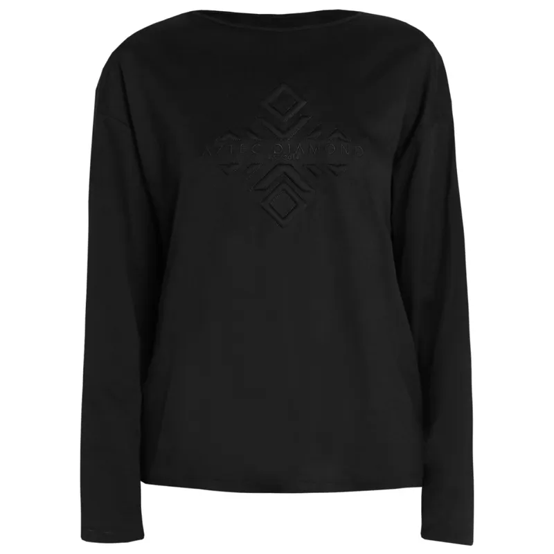 Aztec Diamond Loose Emboss Women's Tee - Black Pre-Order-1