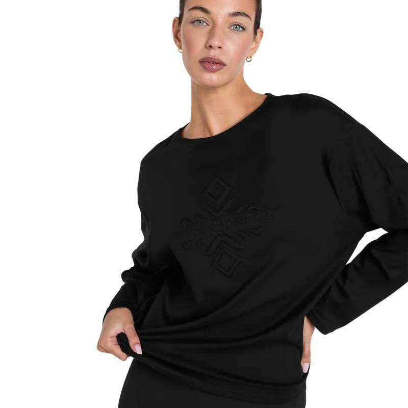 Aztec Diamond Loose Emboss Women's Tee - Black Pre-Order-2